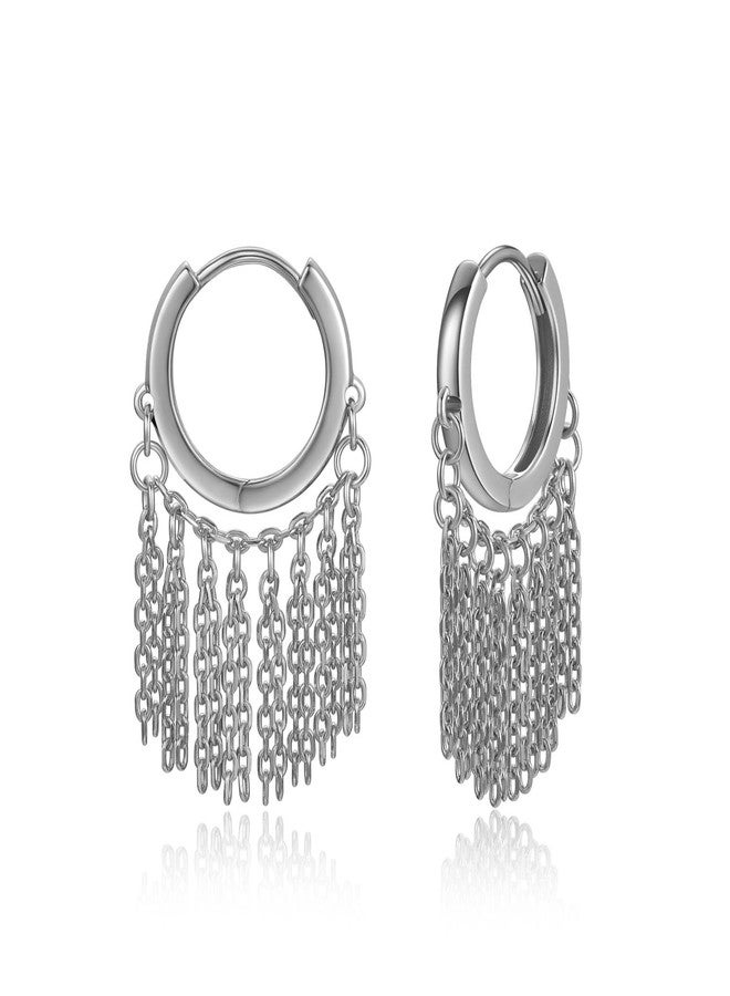 يس ليدي أقراط YESLADY متدلية بشرابة للنساء، أقراط حلقية صغيرة، أقراط فضية صغيرة، مجوهرات مميزة - Image 1