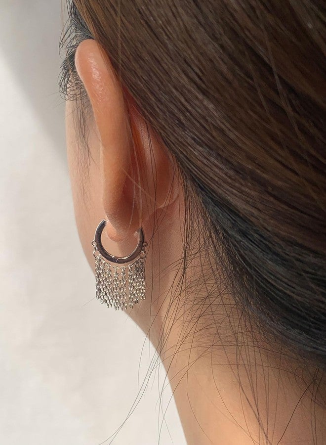 يس ليدي أقراط YESLADY متدلية بشرابة للنساء، أقراط حلقية صغيرة، أقراط فضية صغيرة، مجوهرات مميزة - Image 5