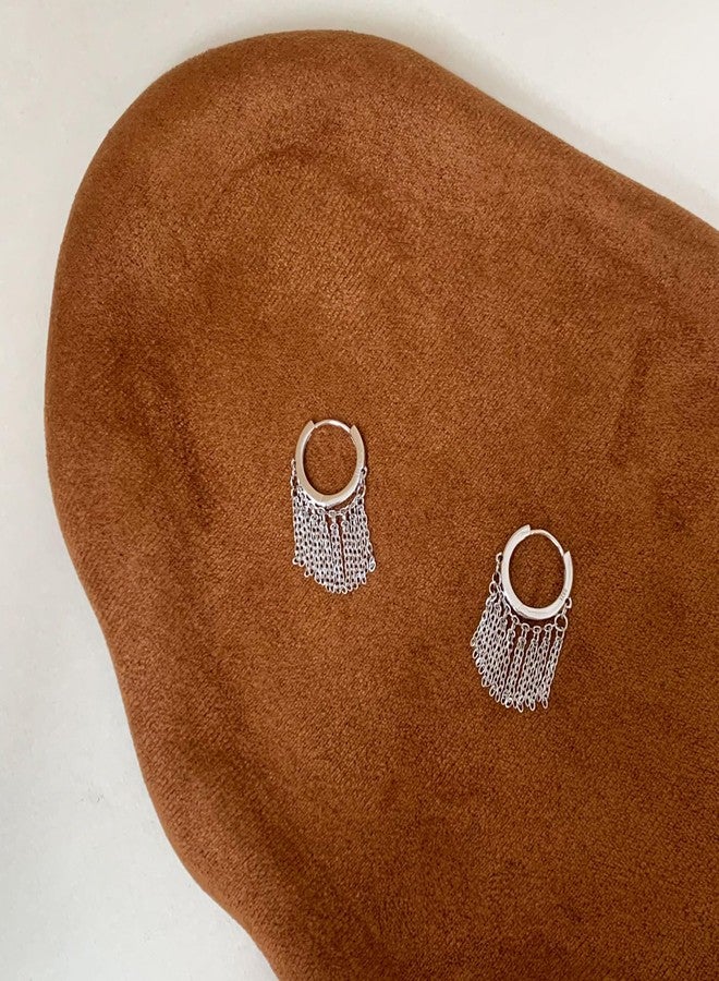 يس ليدي أقراط YESLADY متدلية بشرابة للنساء، أقراط حلقية صغيرة، أقراط فضية صغيرة، مجوهرات مميزة - Image 3