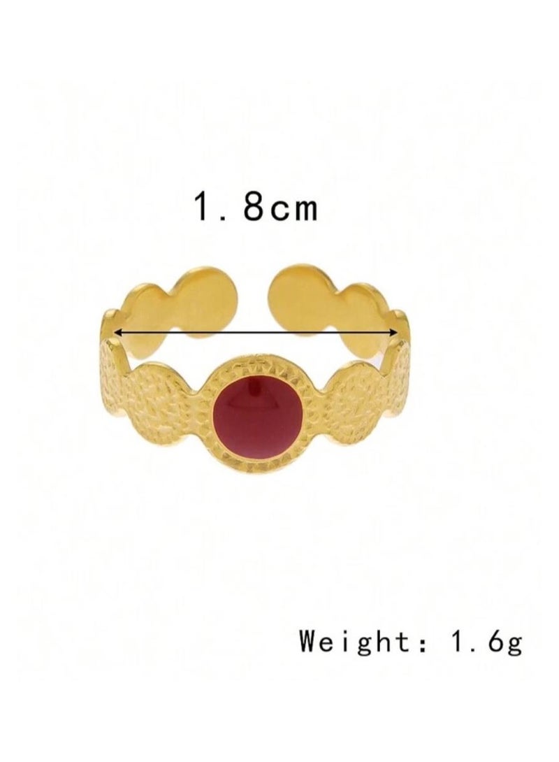 بلو لاين خاتم نسائي من الاستانلس ستيل مطلي باللون الذهبي بمقاس موحد - Image 4