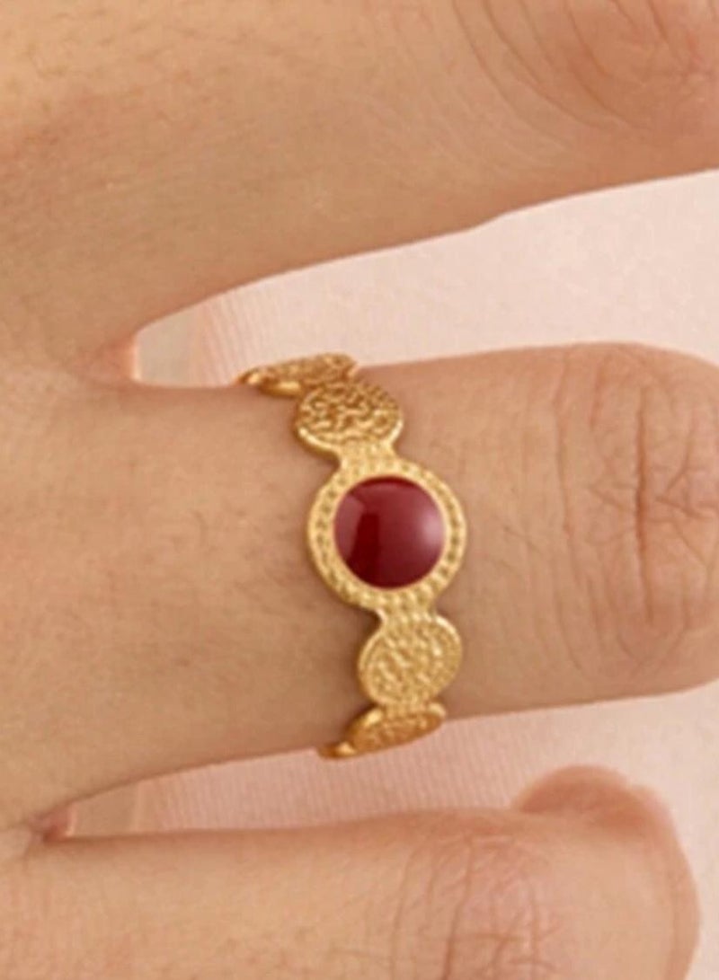 بلو لاين خاتم نسائي من الاستانلس ستيل مطلي باللون الذهبي بمقاس موحد - Image 1