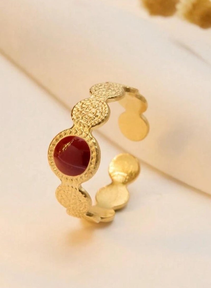 بلو لاين خاتم نسائي من الاستانلس ستيل مطلي باللون الذهبي بمقاس موحد - Image 2