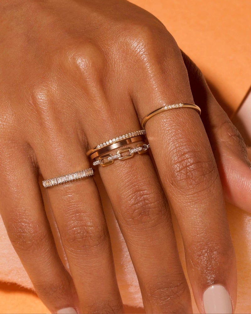 Honsny Stackable Gold Rings for Women Set Dainty 18K Gold Plated Cubic Zirconia Thumb Rings Thin Eternity Engagement Rings - Image 3