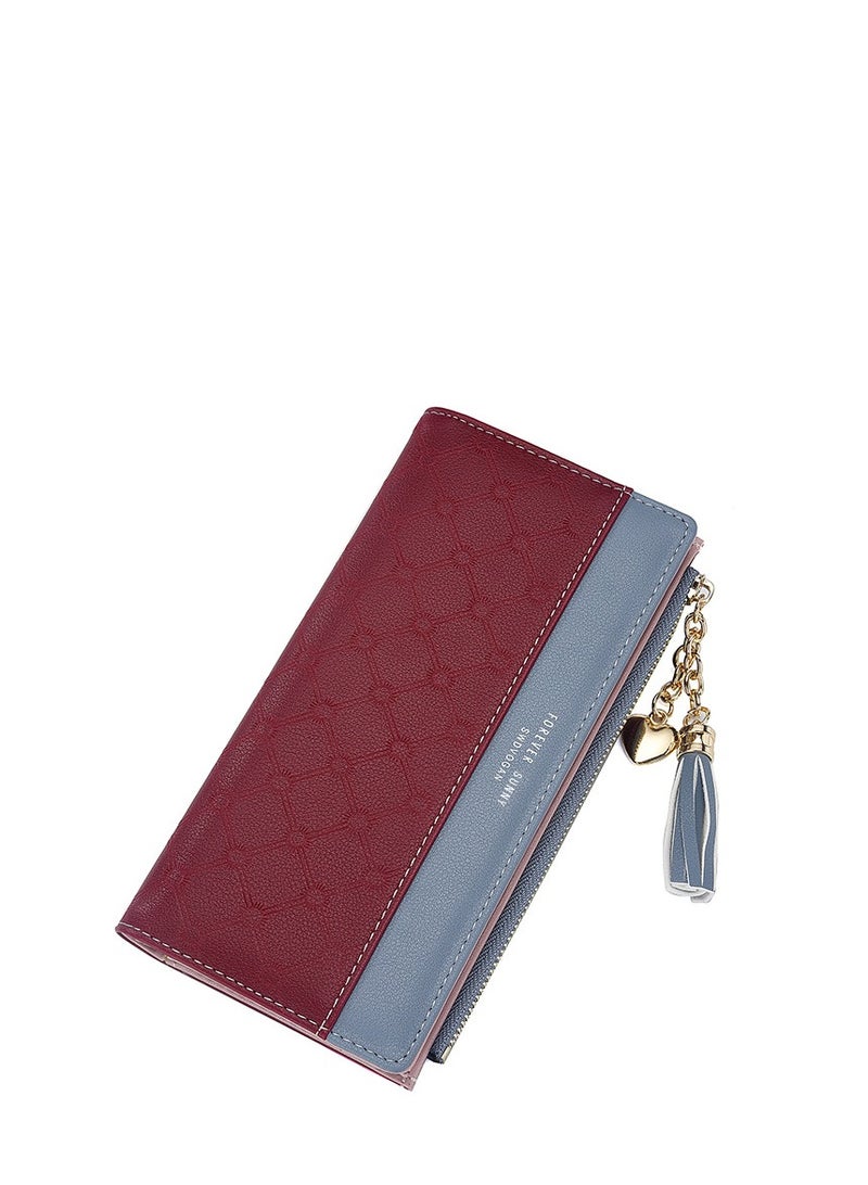 Cell phone case holster bag long slim credit card holder cute minimalist coin purse thin large capacity zip clutch handbag wallet for girls ladies