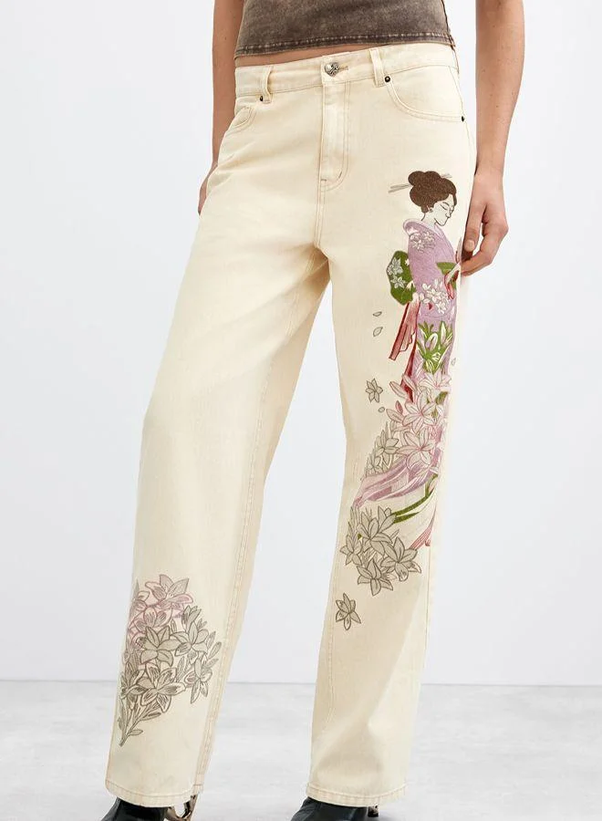 Desigual Embroidered balloon jeans