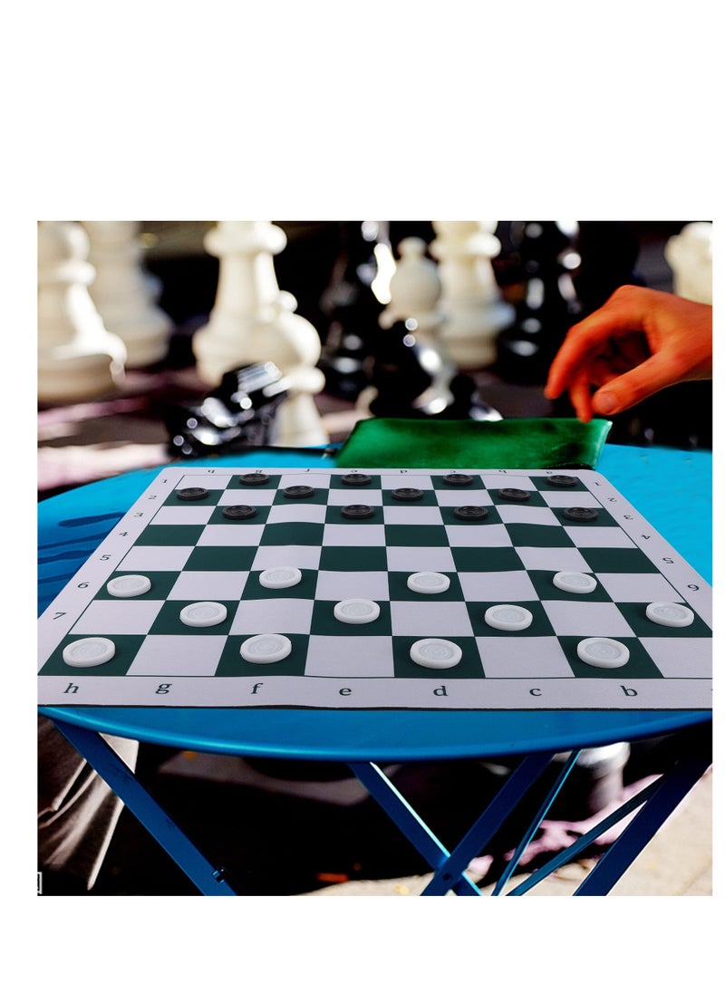 SYOSI - Portable Chess & Checkers Set, 2 in 1 Travel Board Games for Kids and Adults, Folding Roll up Chess Game Sets,Tournament Thick Mousepad Mat with Storage Bag - Image 1