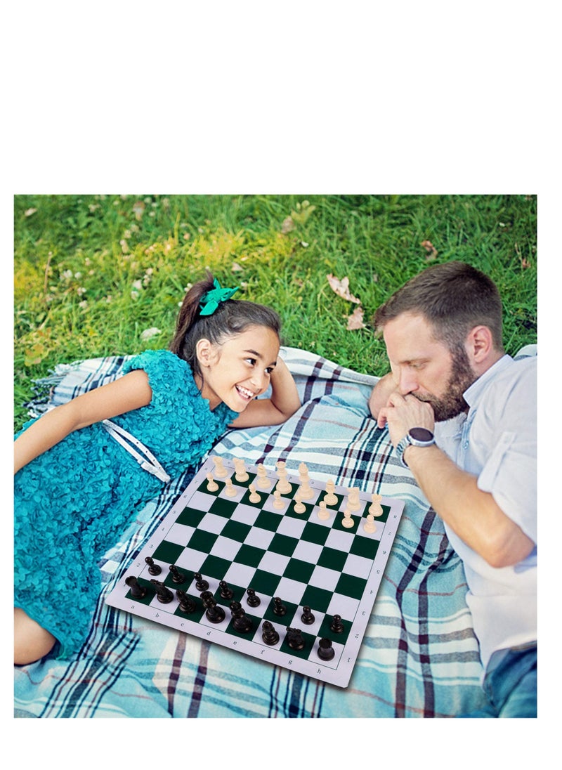 SYOSI - Portable Chess & Checkers Set, 2 in 1 Travel Board Games for Kids and Adults, Folding Roll up Chess Game Sets,Tournament Thick Mousepad Mat with Storage Bag - Image 1