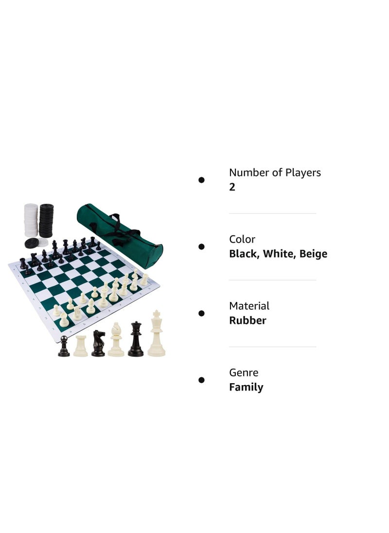 SYOSI - Portable Chess & Checkers Set, 2 in 1 Travel Board Games for Kids and Adults, Folding Roll up Chess Game Sets,Tournament Thick Mousepad Mat with Storage Bag - Image 1