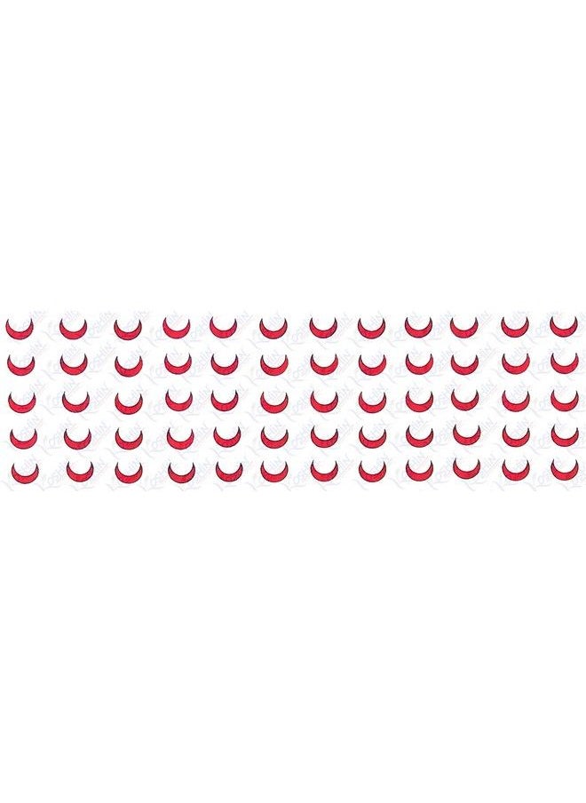 KOSHIN - Red Color Half Moon Shape With Black Outline Small Size Per Bindi Height 5Mm X Width 6Mm Forehead Bindi For Girls Women Ladies Red Chand Bindi Pack 2 - Image 1