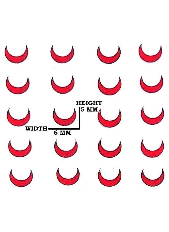 KOSHIN - Red Color Half Moon Shape With Black Outline Small Size Per Bindi Height 5Mm X Width 6Mm Forehead Bindi For Girls Women Ladies Red Chand Bindi Pack 2 - Image 1
