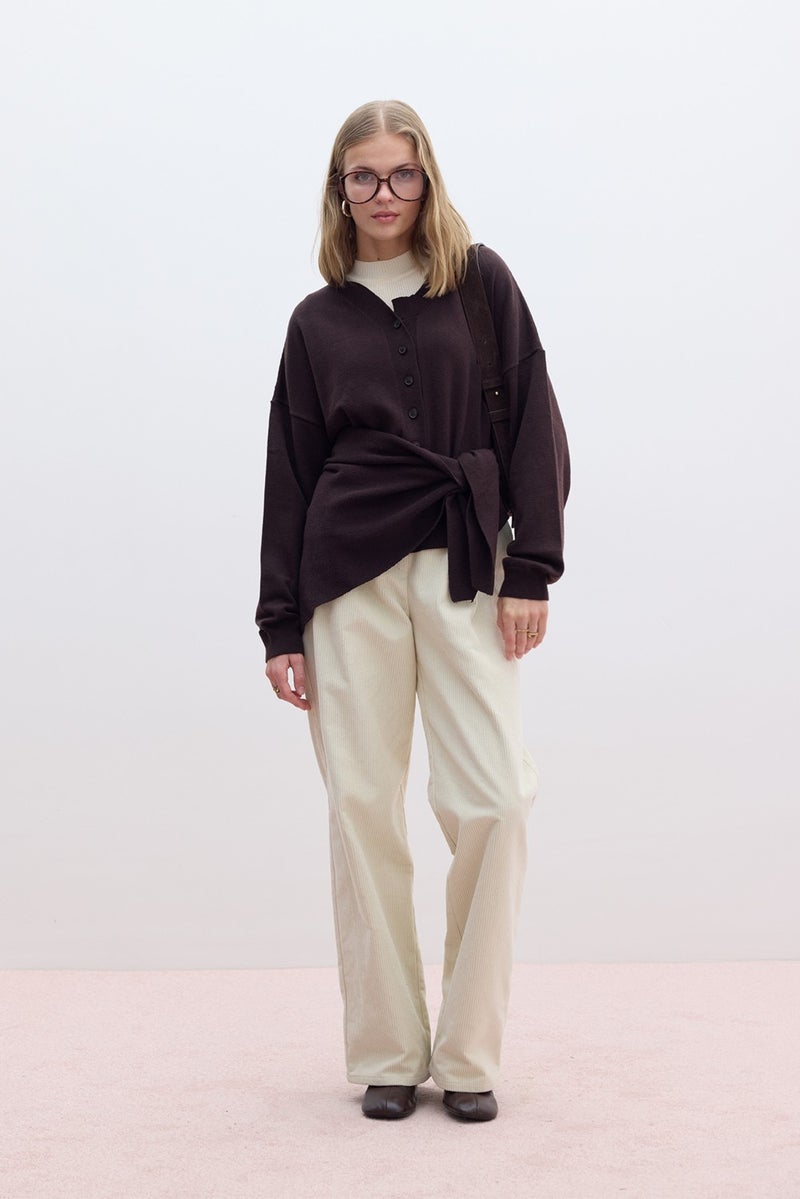 Manuka Soft Texture Oversized Knit Cardigan Brown  - Image 2