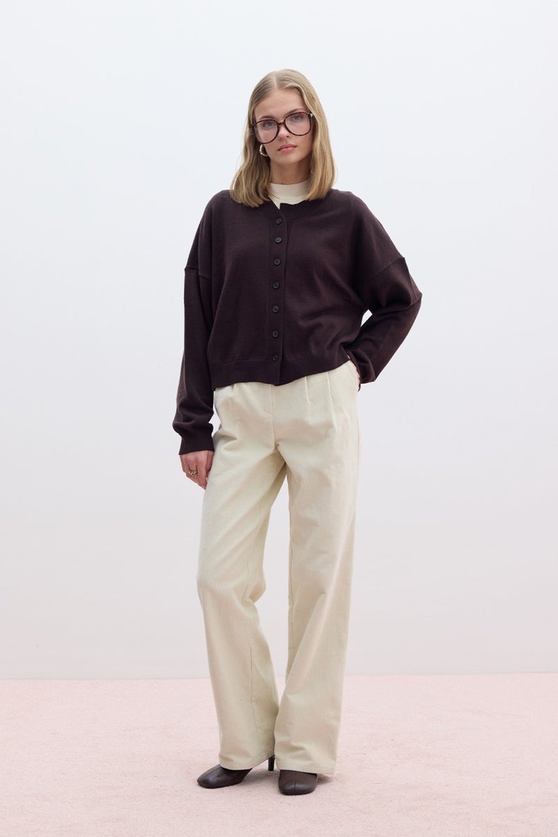 Manuka Soft Texture Oversized Knit Cardigan Brown  - Image 3