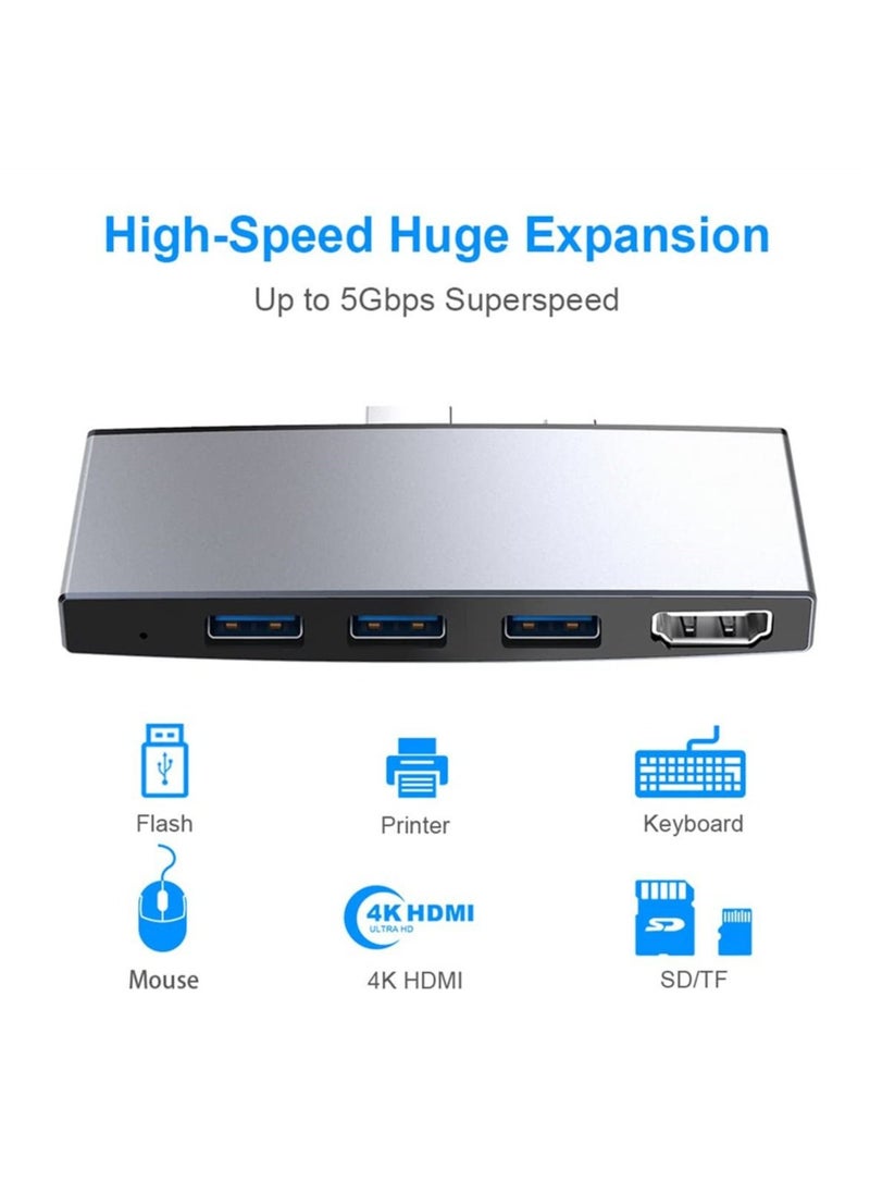 Captaintech - USB Hub Adapter for Surface Pro 4/5/6, 4K HDMI, USB 3.0 x 2, SD and TF Card Reader, Docking Station for Microsoft Surface Pro - Image 1