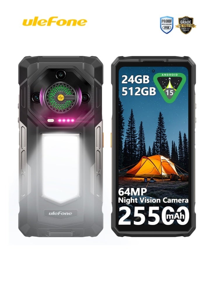 أوليفون هاتف Armor 33 فائق المتانة NFC (12+12) +512GB | شاشة FHD+ زجاج Gorilla® 5 | بطارية ضخمة 25500mAh + شحن سريع 66W | ضوء تحذيري LED متعدد الاستخدامات | رؤية ليلية بالأشعة تحت الحمراء 64MP | IP69K - IP68 - Image 1