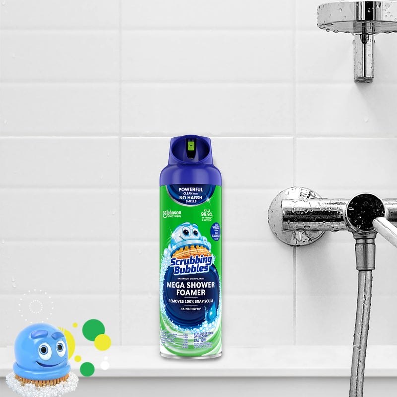 Scrubbing Bubbles Mega Bathroom and Shower Foamer Aerosol, Rainshower Scent, 20oz (Pack of 2) - Image 3