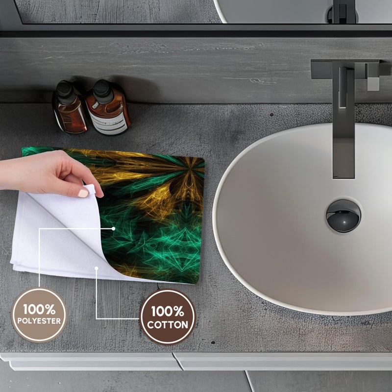 3dRose Towel, Emerald Green and Gold Dreamscapes Design 2 - Image 4