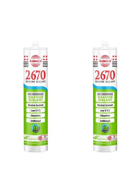 Asmaco 2670 Silicone Sealant - Clear - 280 Ml - Set of 02