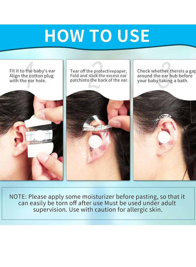 Oasisgalore 60PCS Waterproof Ear Covers for Babies, Disposable Stickers with Ear Plugs for Swimming, Shower. - Image 4