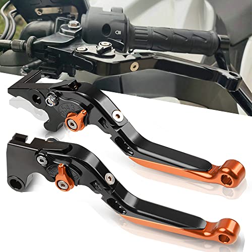 FREAXLL 790 Adv Motocycle Brake Clutch Levers Set Foldable CNC Brake Levers Extendable for 790 Adventure/R/S 2019 - Black/Orange - Image 1