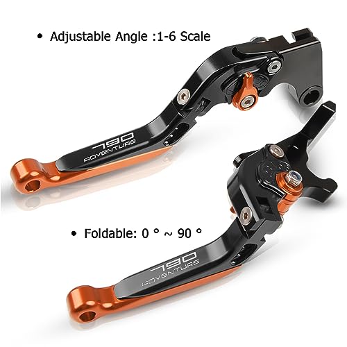 FREAXLL 790 Adv Motocycle Brake Clutch Levers Set Foldable CNC Brake Levers Extendable for 790 Adventure/R/S 2019 - Black/Orange - Image 4