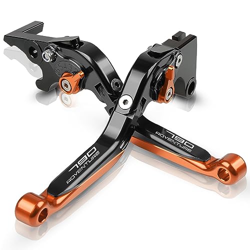 FREAXLL 790 Adv Motocycle Brake Clutch Levers Set Foldable CNC Brake Levers Extendable for 790 Adventure/R/S 2019 - Black/Orange - Image 3