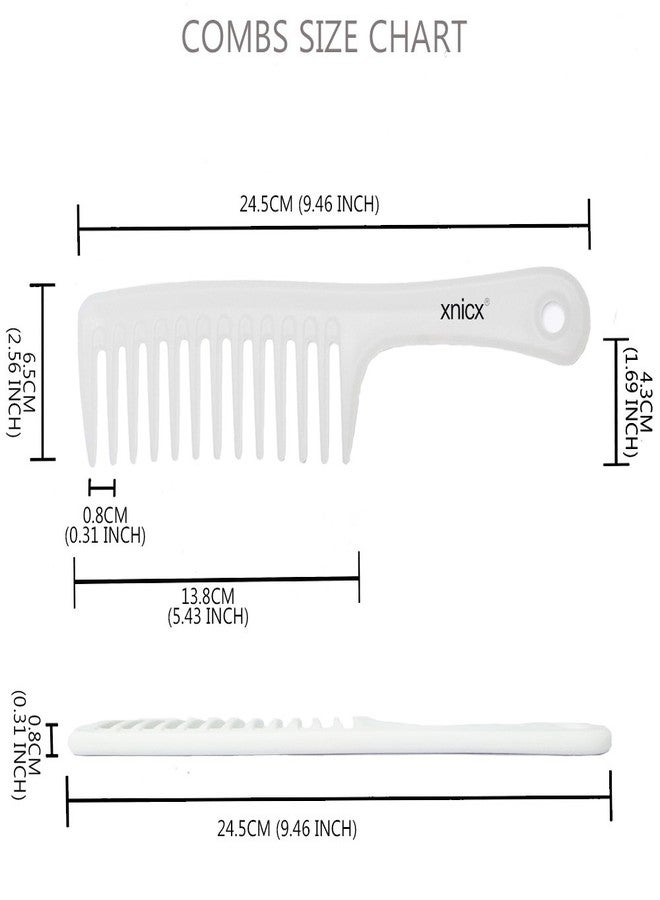 xnicx 3pcs Wide Tooth Detangling Hair Comb Set - Curly, Wet, Thick Hair - Care Handgrip Styling Comb for Women, Men (White) - Image 3