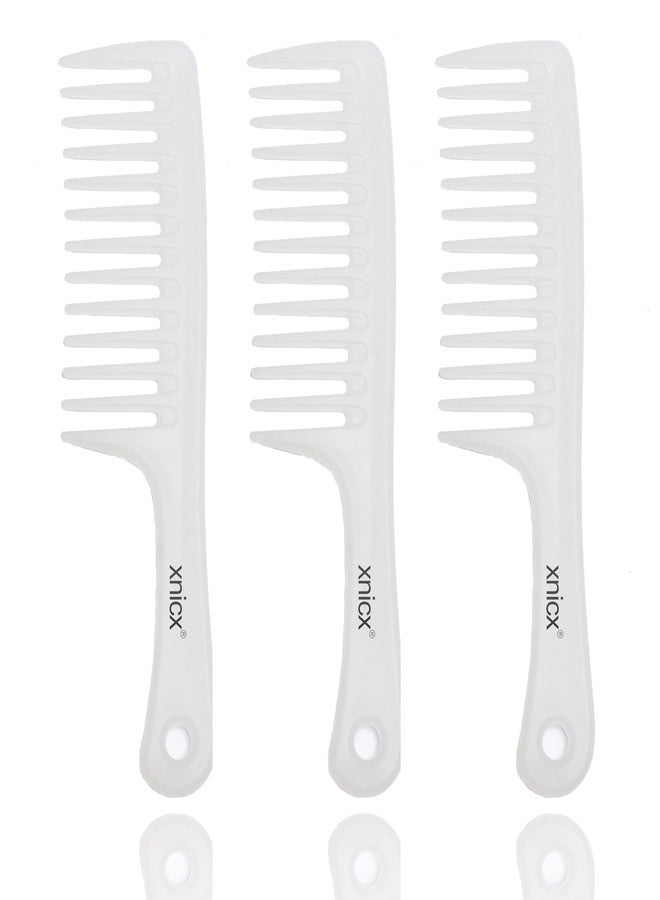 xnicx 3pcs Wide Tooth Detangling Hair Comb Set - Curly, Wet, Thick Hair - Care Handgrip Styling Comb for Women, Men (White) - Image 1