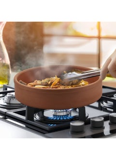 Elizi Round Shape Heat Resistant Full Natural Handmade Clay Pot Brown 2.6 L EL-205  - Image 4