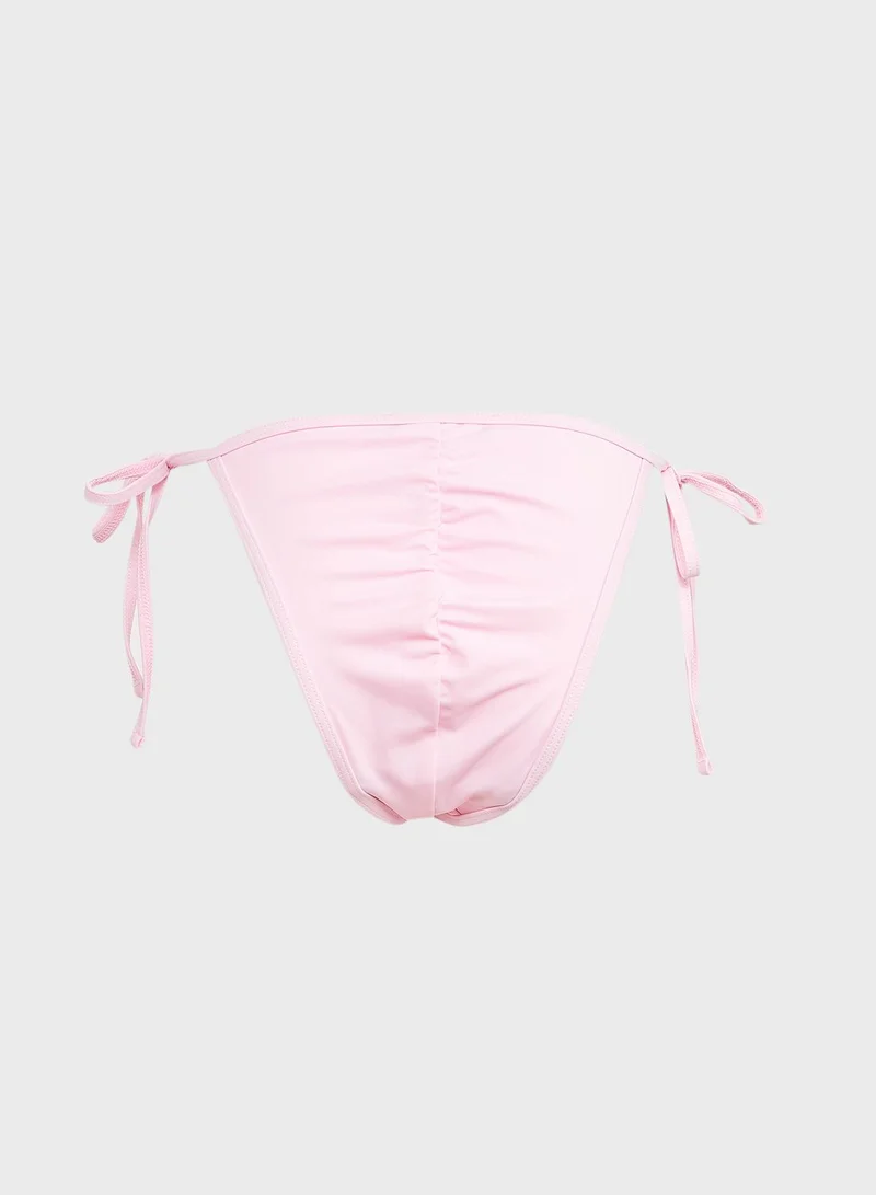Missguided Ruched Thick Side Tie Bikini Bottom