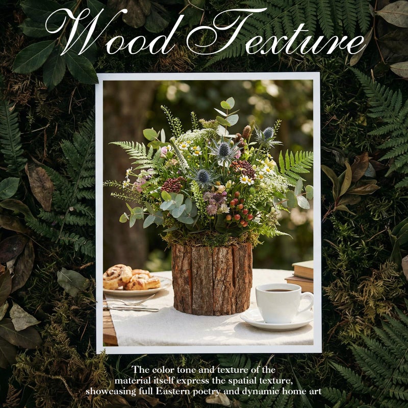 RimCereal 12 Set Wooden Vase for Centerpieces Wedding Flower Table Centerpieces Decor Rustic Bark Stump Bucket Farmhouse Wood Planter Pot for Woodland Party Window Home (Flower Foam,Medium) - Image 5