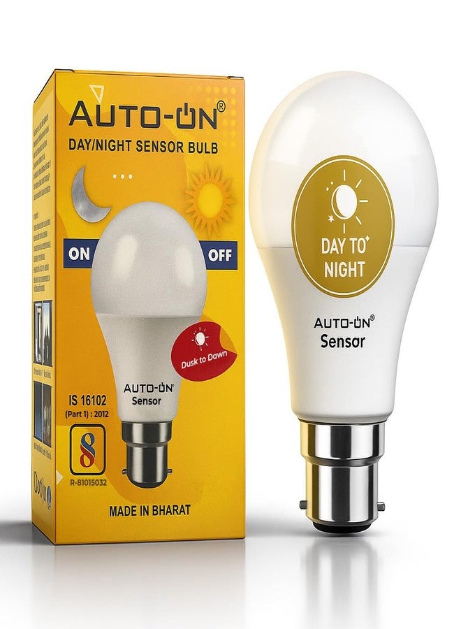 Auto-ON Day/Night Sensor LED Bulb (9W) (Always ON During Night, Auto-Off During Day) (One Year Warranty) (White Pack Of 1, B22) - Image 1
