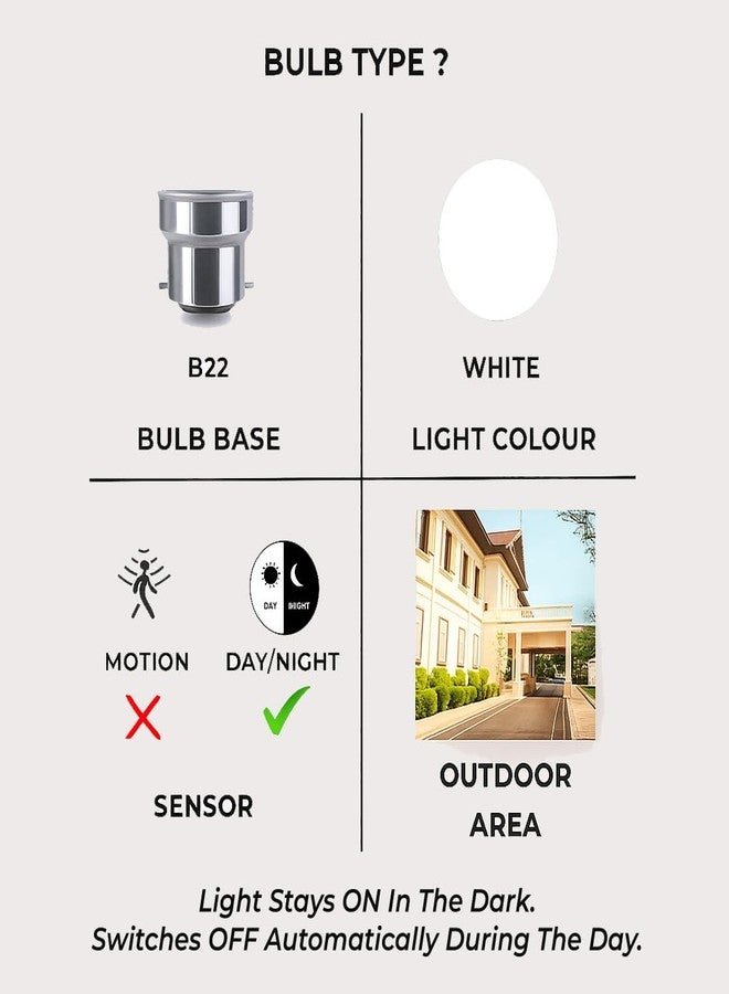 Auto-ON Day/Night Sensor LED Bulb (9W) (Always ON During Night, Auto-Off During Day) (One Year Warranty) (White Pack Of 1, B22) - Image 3