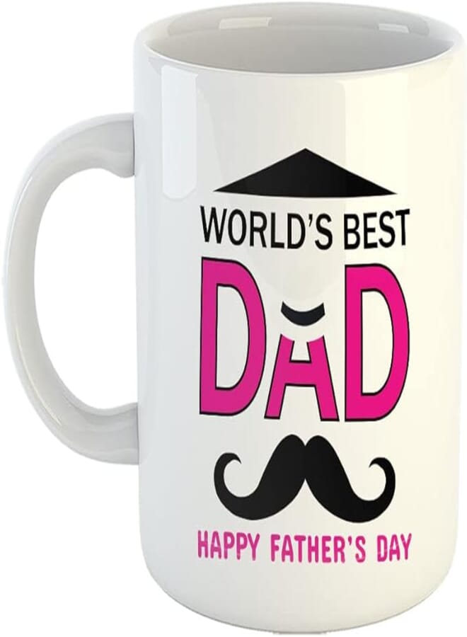 Happu - Fathers Day Printed Coffee Mug, Worlds Best Dad, Gifts for Father from Daughter/Son, Daddy, Dad, Papa, Grandfather, Gifts for Birthday, Anniversary, Fathers Day, 5586-WH