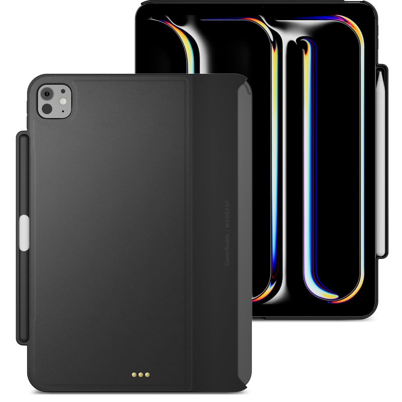 MAGEASY CoverBuddy Magic Keyboard Compatible Case for iPad Pro 11â€ (M5 2025 / M4 2024, 6th/5th Gen) iPad Case fits Magic Keyboard for 11 inch iPad Pro with Built-in Pencil Holder (Leather Black 5.05) - Image 1