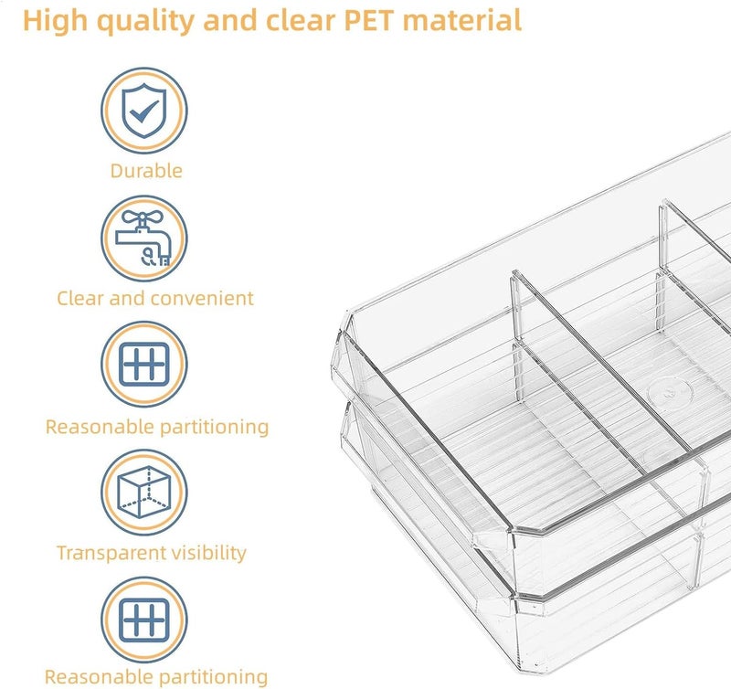 ROUNY 2-Tier Under Cabinet Organizer with Dividers, Clear Bathroom Cabinet Organizers and Storage,Storage Pull Out Cabinet for Bathroom Storage Organizer, Kitchen Organizer,Medicine Cabinet Organizer - Image 2