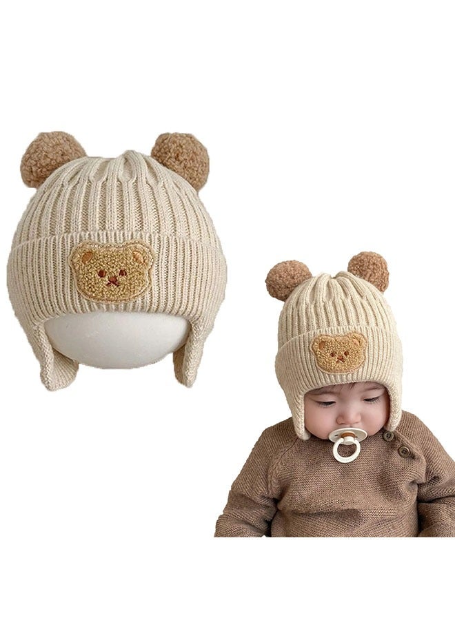 Baby Winter Beanie Hat, Baby Beanie Cap with Warm Earflaps,Toddler Infant Knitted Warm Winter Soft Cute Cap For Unisex Baby Boys And Girls - Image 1