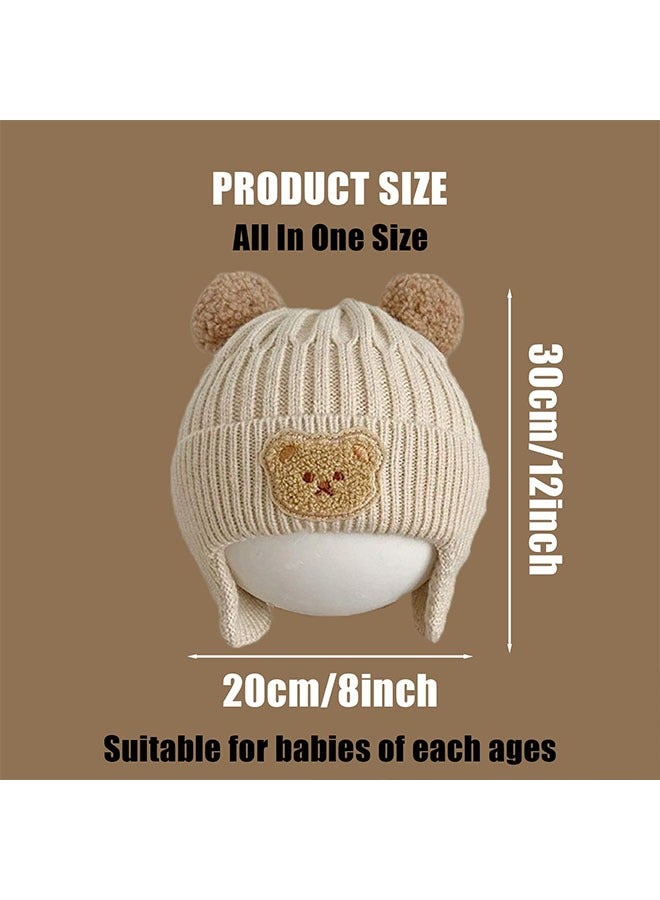 Baby Winter Beanie Hat, Baby Beanie Cap with Warm Earflaps,Toddler Infant Knitted Warm Winter Soft Cute Cap For Unisex Baby Boys And Girls - Image 2