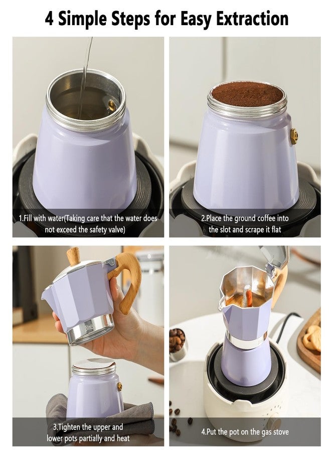 Bincoo Cute Espresso Maker Stovetop - Small Moka Pot 2 Espresso Cups/120ML,Espresso Pot Italian Coffee Maker for Home Camping Cafe Office (Purple) - Image 5