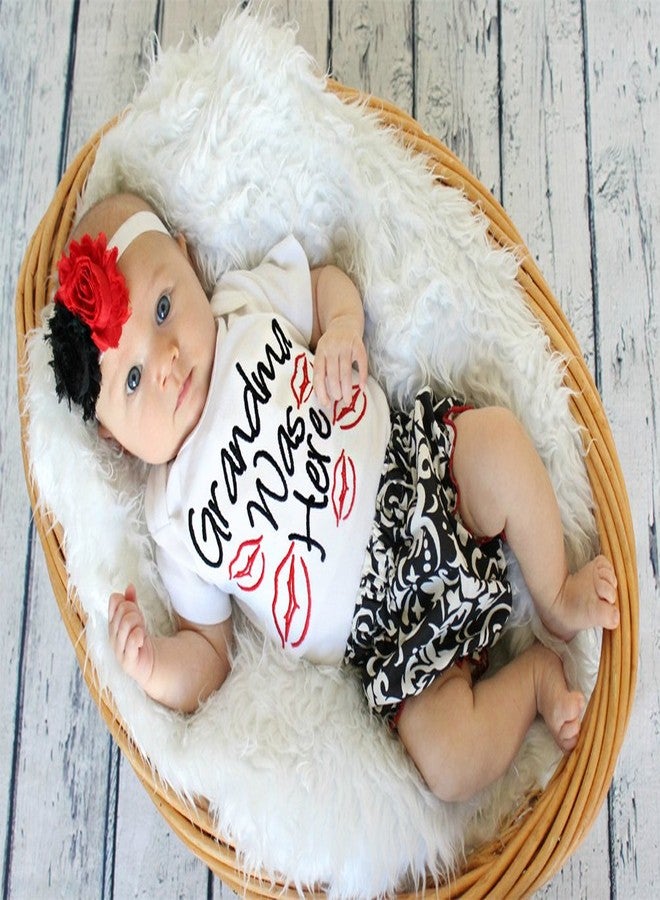stylesilove Baby Girls Grandma was Here Cotton Romper with Shorts and Headband 3pcs Outfit (White - Long Sleeve, 3 Months) - Image 3