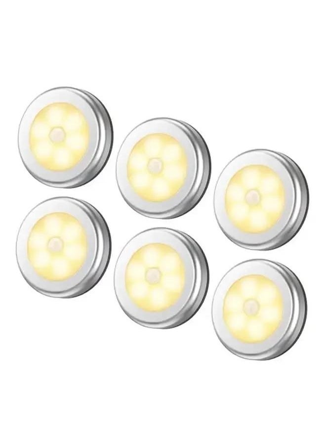 yongsheng 6-Pieces Cordless Battery-Powered LED Night Motion Sensor Light Yellow 8x8x2cm，Upgraded Motion Sensor Light, Cordless Battery-Powered LED Night Light, Closet Lights Stair Lights, Safe Lights for Hallway, Bathroom, Bedroom, Kitchen (Warm White - Pack of 6)  - Image 1