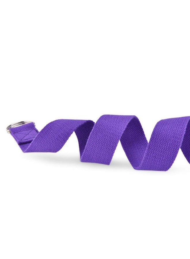 Yoga Stretch Strap for Pilates, 180cm Cotton Fitness Belt with Metal D-Ring Buckle for Flexibility and Leg Workouts, Purple - Image 4