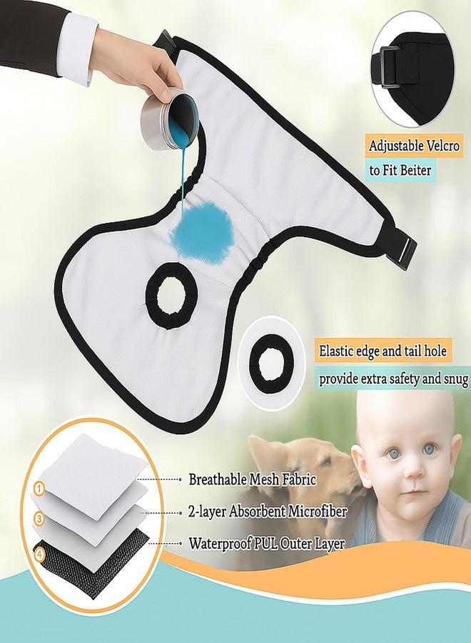 Colenumone 2-Pack Dog Diapers Female |Puppy Essentials Washable & Reusable,Suitable for Period Diapers, Dog Pants to Prevent Licking（Black&red）（M） - Image 4