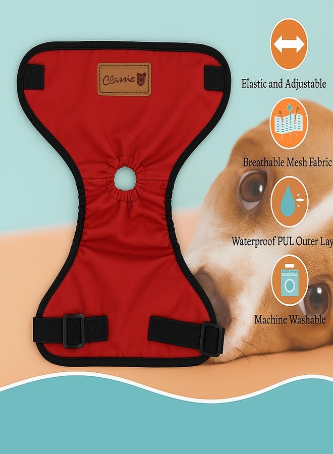 Colenumone 2-Pack Dog Diapers Female |Puppy Essentials Washable & Reusable,Suitable for Period Diapers, Dog Pants to Prevent Licking（Black&red）（M） - Image 3