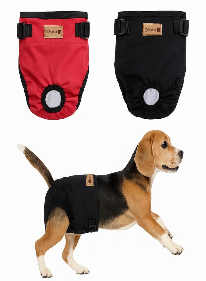 Colenumone 2-Pack Dog Diapers Female |Puppy Essentials Washable & Reusable,Suitable for Period Diapers, Dog Pants to Prevent Licking（Black&red）（M） - Image 1