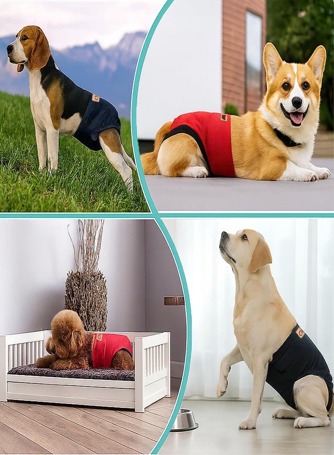 Colenumone 2-Pack Dog Diapers Female |Puppy Essentials Washable & Reusable,Suitable for Period Diapers, Dog Pants to Prevent Licking（Black&red）（M） - Image 5