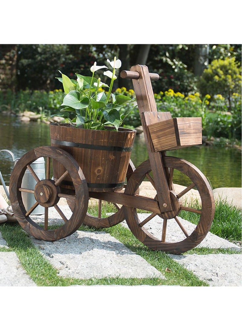 FFD Wooden Flowers Pot Cycle and Trolly Shaped Herb Vase Garden Decoration Items Bucket Fleshy Display Shelving Sturdy Storage Rack Plant Pots Holder - Image 4