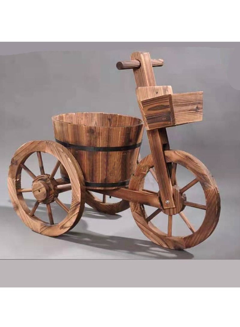 FFD Wooden Flowers Pot Cycle and Trolly Shaped Herb Vase Garden Decoration Items Bucket Fleshy Display Shelving Sturdy Storage Rack Plant Pots Holder - Image 3