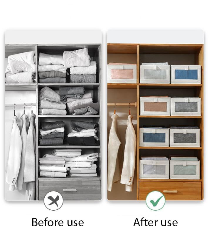 Styxon Fabric folding box home storage baskets clothes bins storage for closet collapsible laundry hamper cotton storage basket clothes organizer baskets for shelves home organizer - Image 2