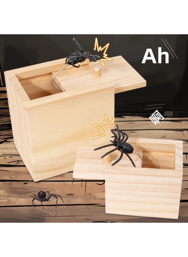 Loquat Startled Spider Wooden Box Spoofs Trick People  Horror Scary Trick Toys Props Decompression Toys-Color:Small - Image 2