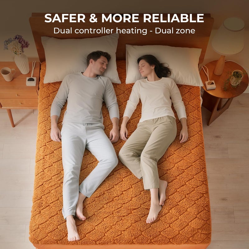 HelaSnug Electric Heated Mattress Pad King Size Heating Mattress Pad Dual Control 78x80IN Sherpa Warm Winter Deep Pocket 6 Heat Settings 1-9-Hour Timer Auto-Off Machine Washable Mocha Mousse New Launch - Image 3